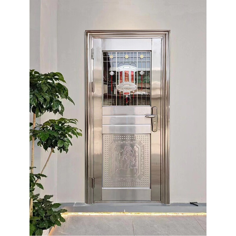 304 Stainless Steel Single Door Half Glass Balcony Door Entry Security Door Rental House Entrance Door Rural Gate Engineering Door