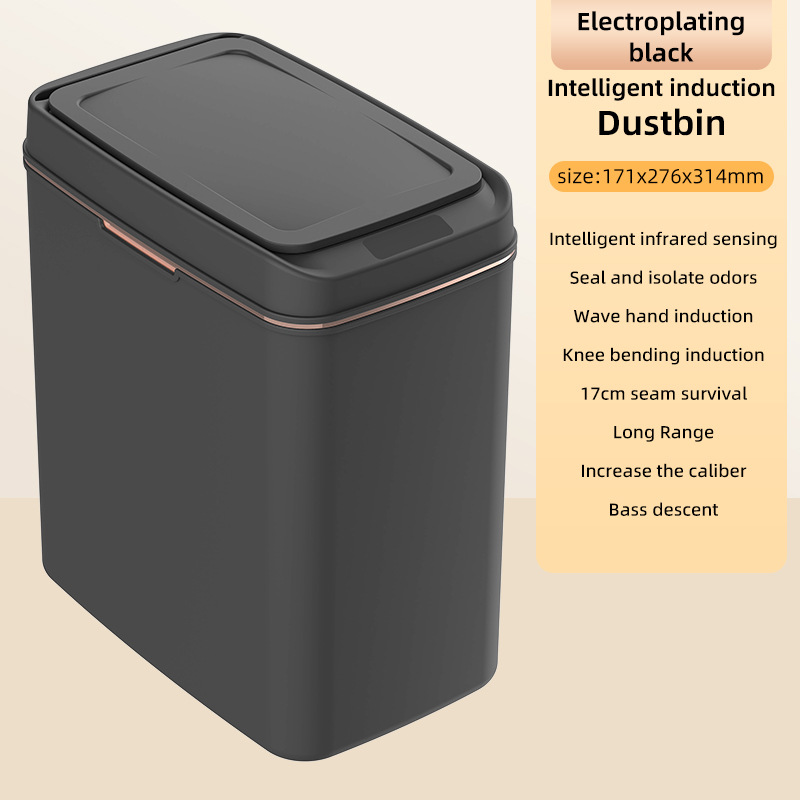 Bote de Basura Inteligente Eléctrico de Plástico con Sensor para Cocina, Baño y Hotel
