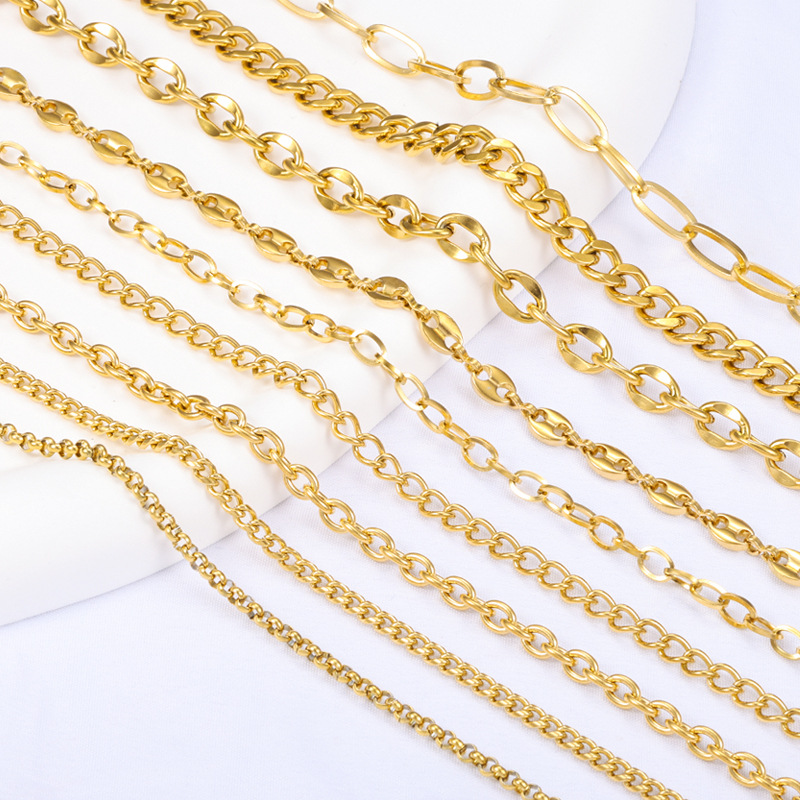 coffee bean chain, round Pearl Chain, cable chain Chain Type 1 Piece 304 Stainless Steel Coffee Bean Chain Round Pearl Chain Cable Chain Jewelry Accessories