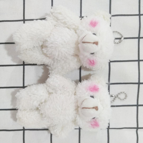 Fuzzy toy accessory blush bear, Instagram cute key schoolbag little bear ornament, Japanese cartoon playful doll