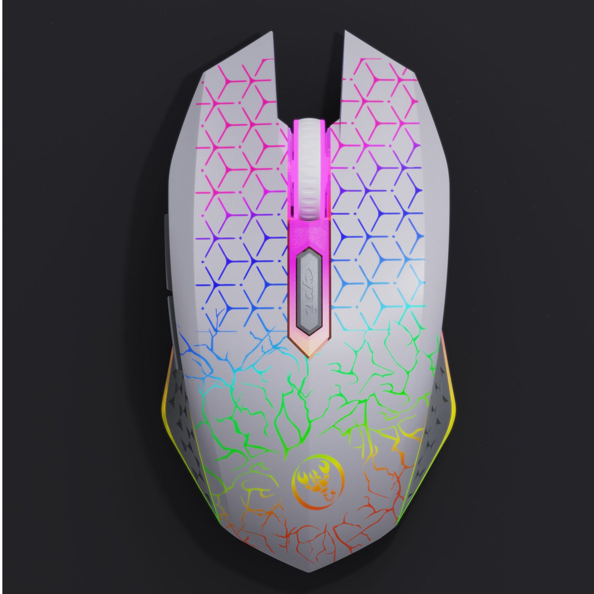 New T34 dual-mode wireless mouse with 2.4G+BT5.2 colorful LED 6D built-in 500mA battery_voghion.com