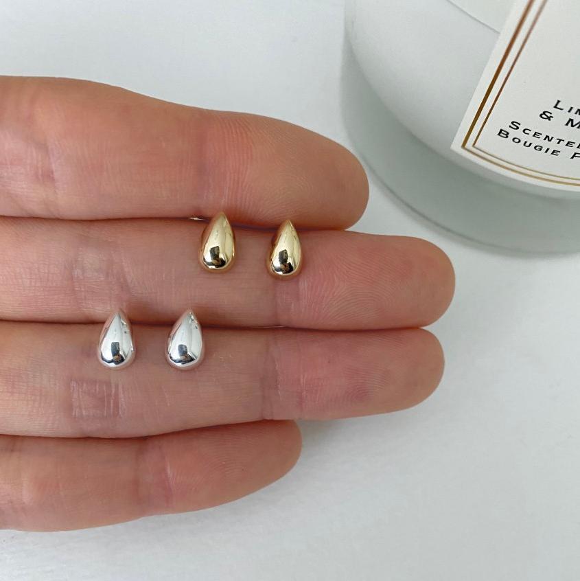 1 Pair Simple Style Water Droplets Sterling Silver Plating Ear Studs display picture 8