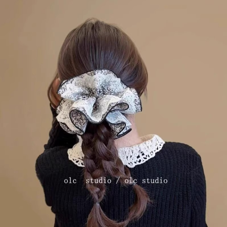 花柄4層大腸リング、新しいヘアロープ、ポニーテールボール、ヘアロープ、ヘアアクセサリー、花、軽くて豪華なヘアリング|undefined