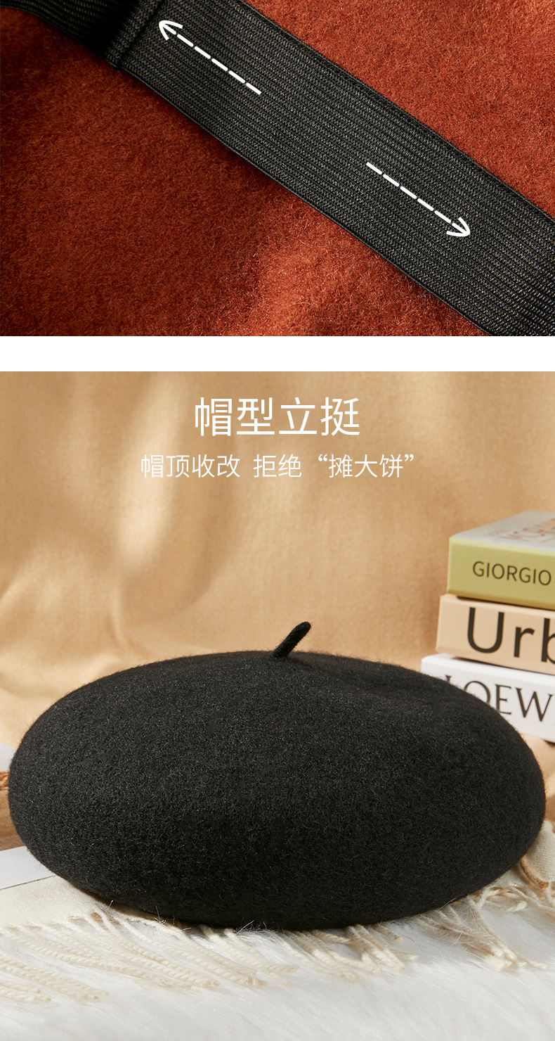 The British retro woolen bud hat for women in autumn and winter is a versatile Korean style and a cute Japanese painter hat trend pic 6
