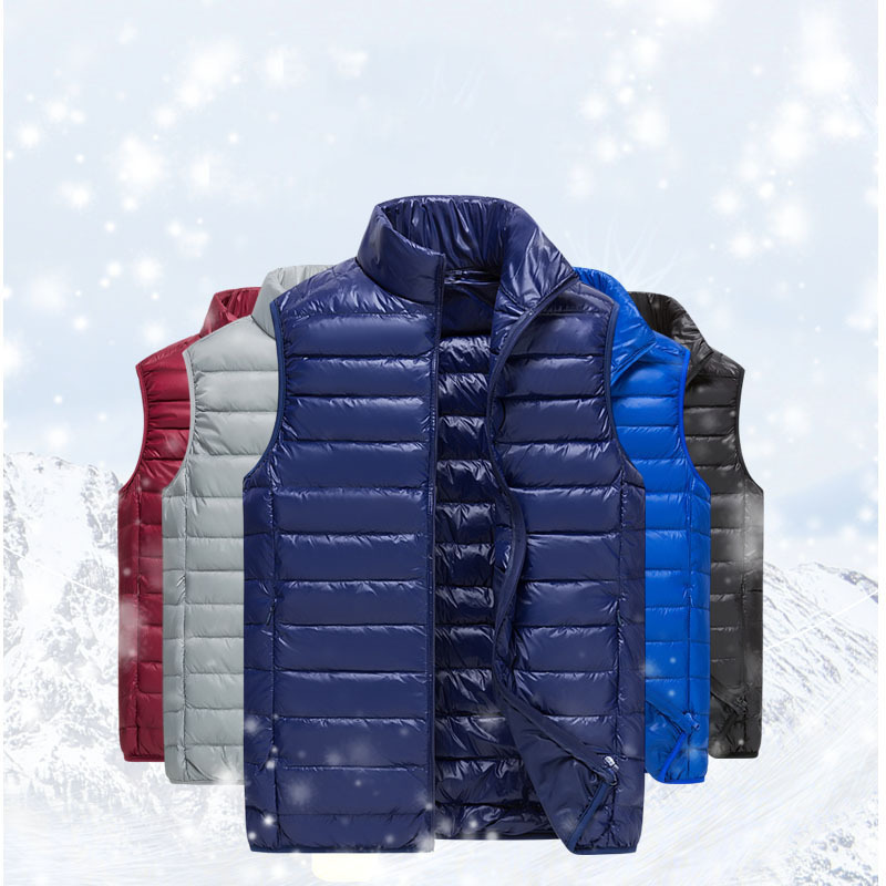 Light down jacket men's short warm vest travel coat winter portable men's 90 white duck down a generation of hair