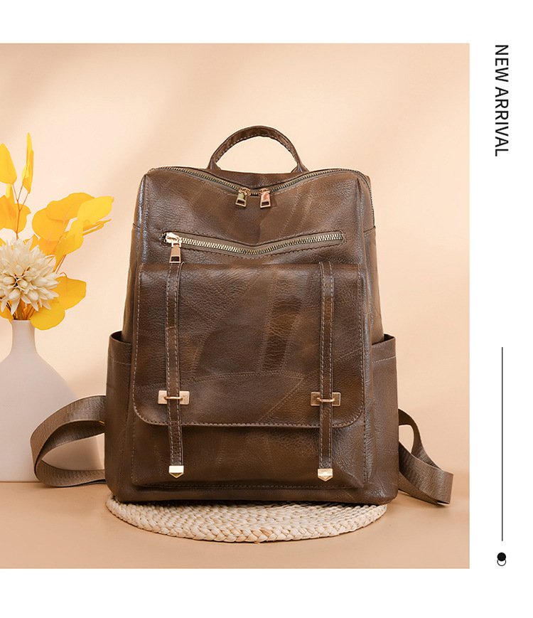 Borsa a tracolla per donna 2024 Nuova edizione coreana alla moda, zaino da donna in tinta unita, casual, in morbida pelle PU, anti-schizzi, borsa da viaggio_voghion.com