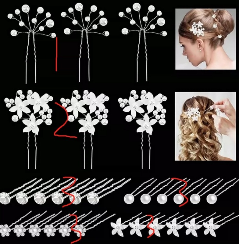 真珠のU型のヘアピンのヘアピンのビーズの花の髪とフォークの髪のドリルの花嫁の髪の花のフォークのU型のヘアピンの女性|undefined