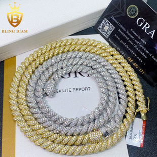 Europe and the United States cross-border hot selling new 8mm twist chain S925 silver set moissanite Cuban chain necklace bracelet wholesale