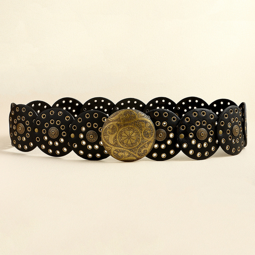 300g Weight Belt Classification 1 Piece Quantity Holiday, Daily, Street Occasion Pu Leather, Alloy Material Geometric Pattern Women's Gender Retro Style Retro Geometric Pu Leather Alloy Women's Leather Belts 无