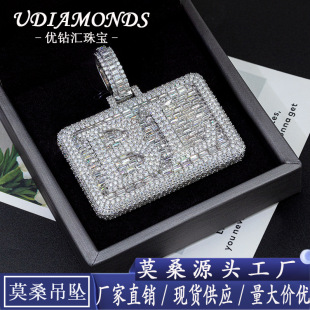 New Distinctive Tagline Letter Pendant D Color Moissanite Full Set 925 Silver Trendy Essential Hip Hop Jewelry