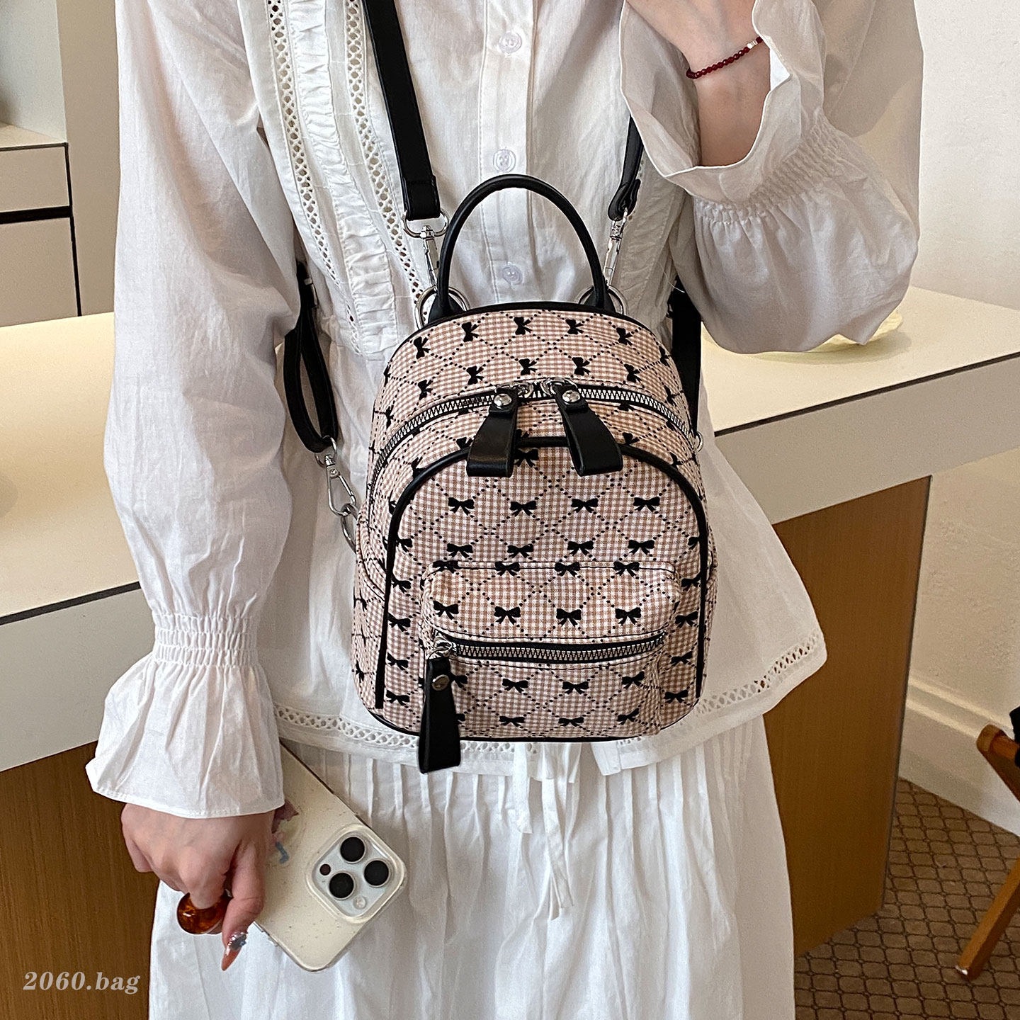 Nueva moda coreana diaria mochila de verano de mujer estricta mini viaje 2026 mochila de arco