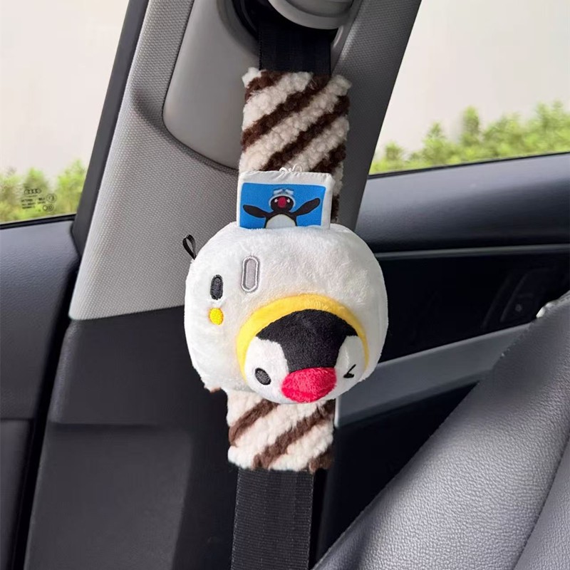 Pingu Doll Car Seatbelt Shoulder Pad Cute Penguin Family Pingu Car Shoulder Protector Anti-Strangling
