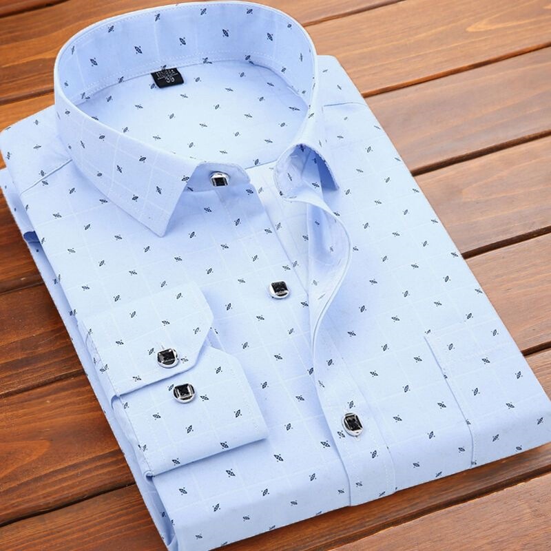 Spring and Autumn Printed Shirts for Men, Long-Sleeved, Hong Kong Style, Thin Casual Shirts with Floral Designs for Young and Middle-Aged Men, 1/2 Piece