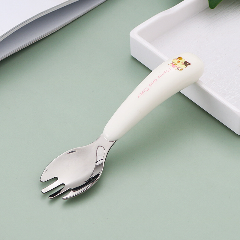 304 acero inoxidable niños cubiertos portátiles juegos de dibujos animados cuchara tenedor cuchara de entrenamiento para bebés cuchara tenedor casera