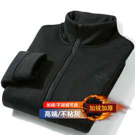 加绒卫衣男款冬季休闲棒球服宽松运动男装开衫夹克男士立领外套09