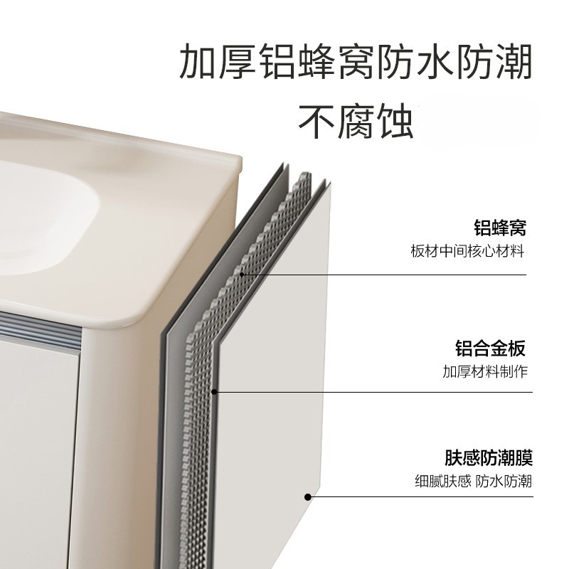 Leche blanca abeja de aluminio espacio cajón de aluminio gabinete de baño lavabo lavabo integrado lavabo