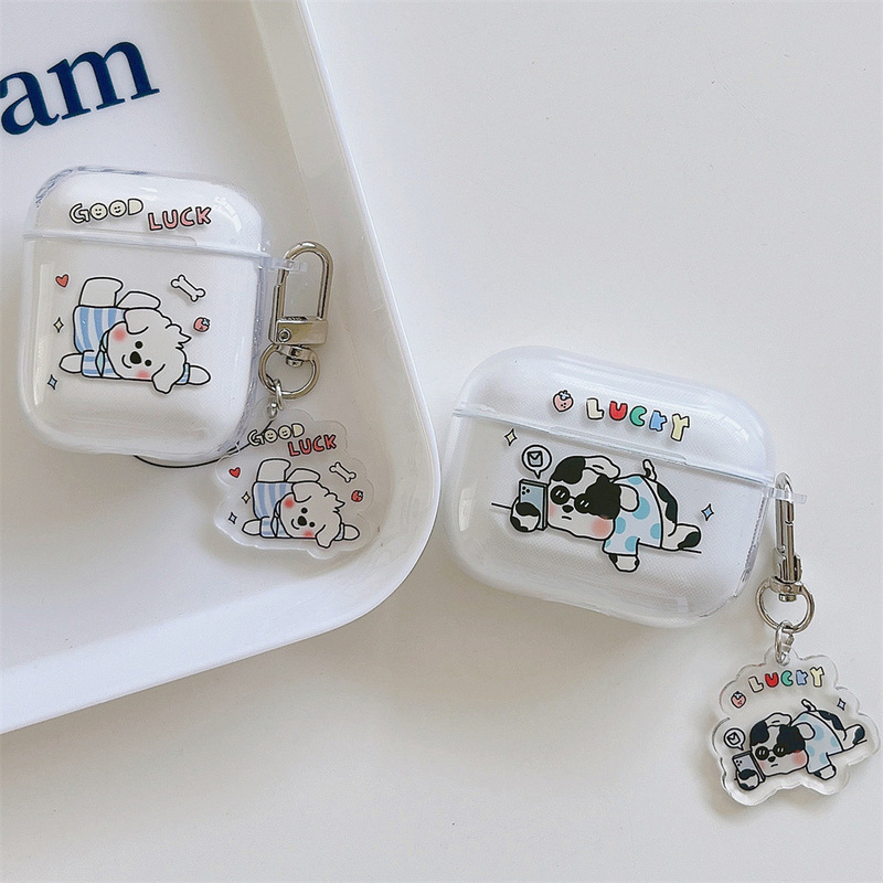 Japanese and Korean cartoon puppy for Airpods1/2 generation headset protective cover Apple Pro3 generation transparent i12 soft case Japanese and Korean cartoon puppy for Airpods1/2 generation headset protective cover Apple Pro3 generation transparent i12 soft case