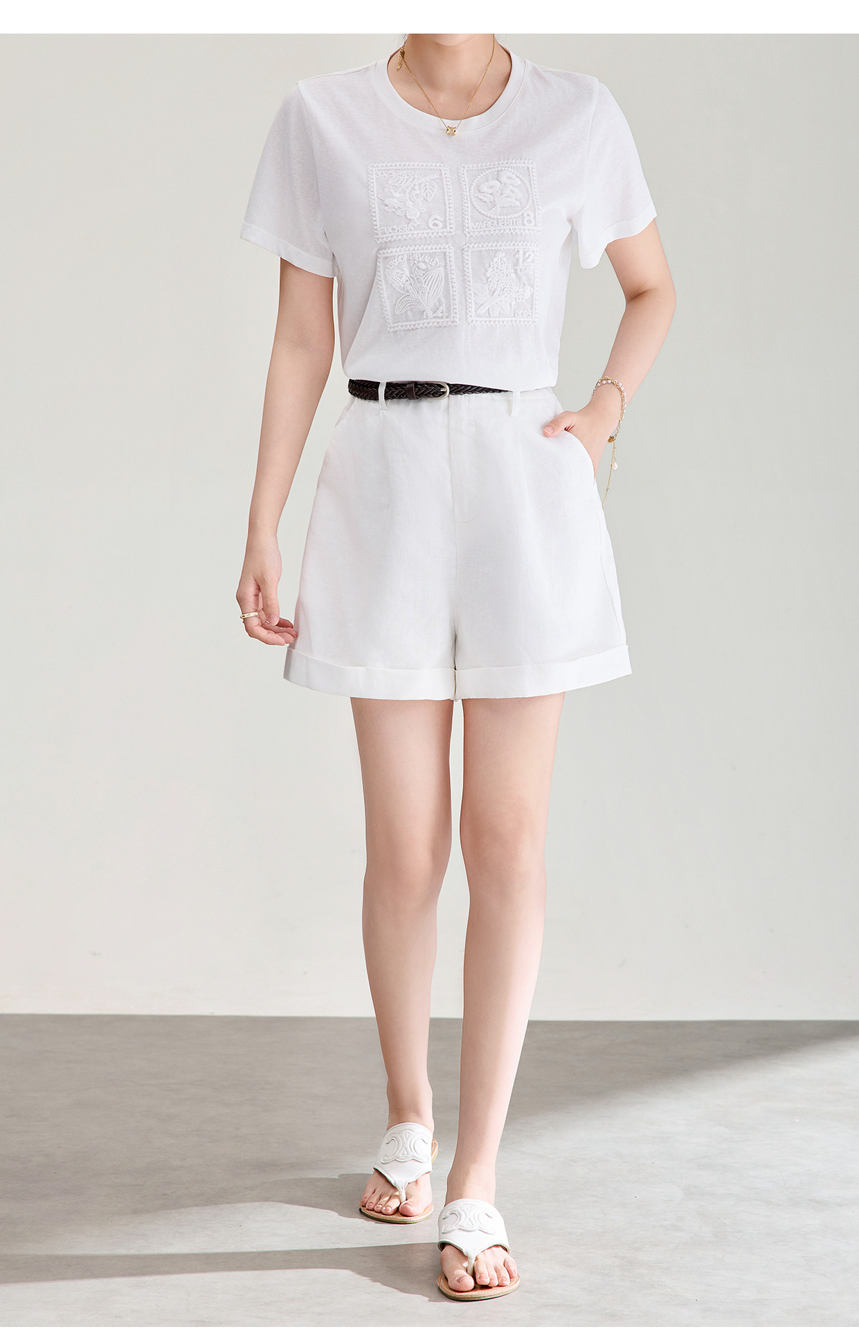 Quần short nữ kaki cạp cao ống suông chống nhăn phong cách công sở — Xanh lông mòng đen chi tiết 29