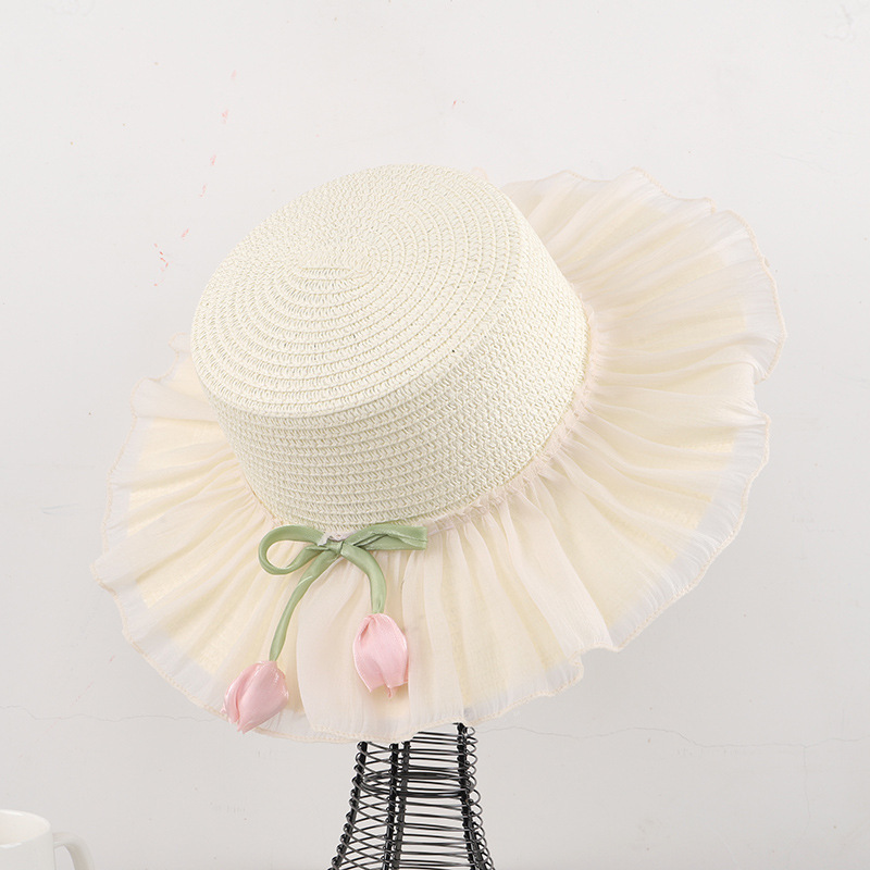 012 플랫탑 플라워 버블 밀크 화이트 (챙 9cm)
