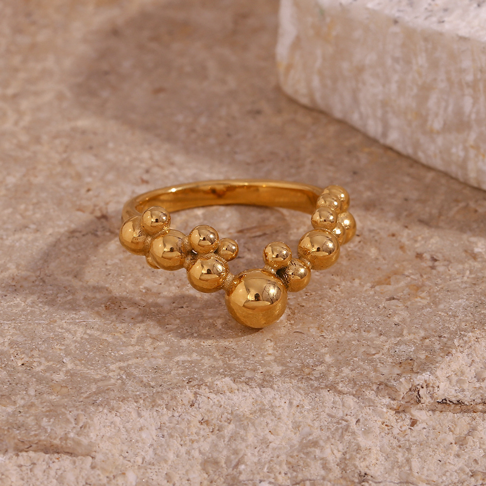 V-shaped Beads Stainless Steel Ring