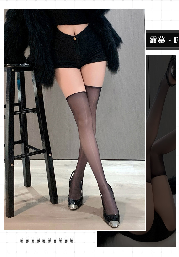 Feimu Sheer Stockings in Black and Red See-Through Style — detail image 23