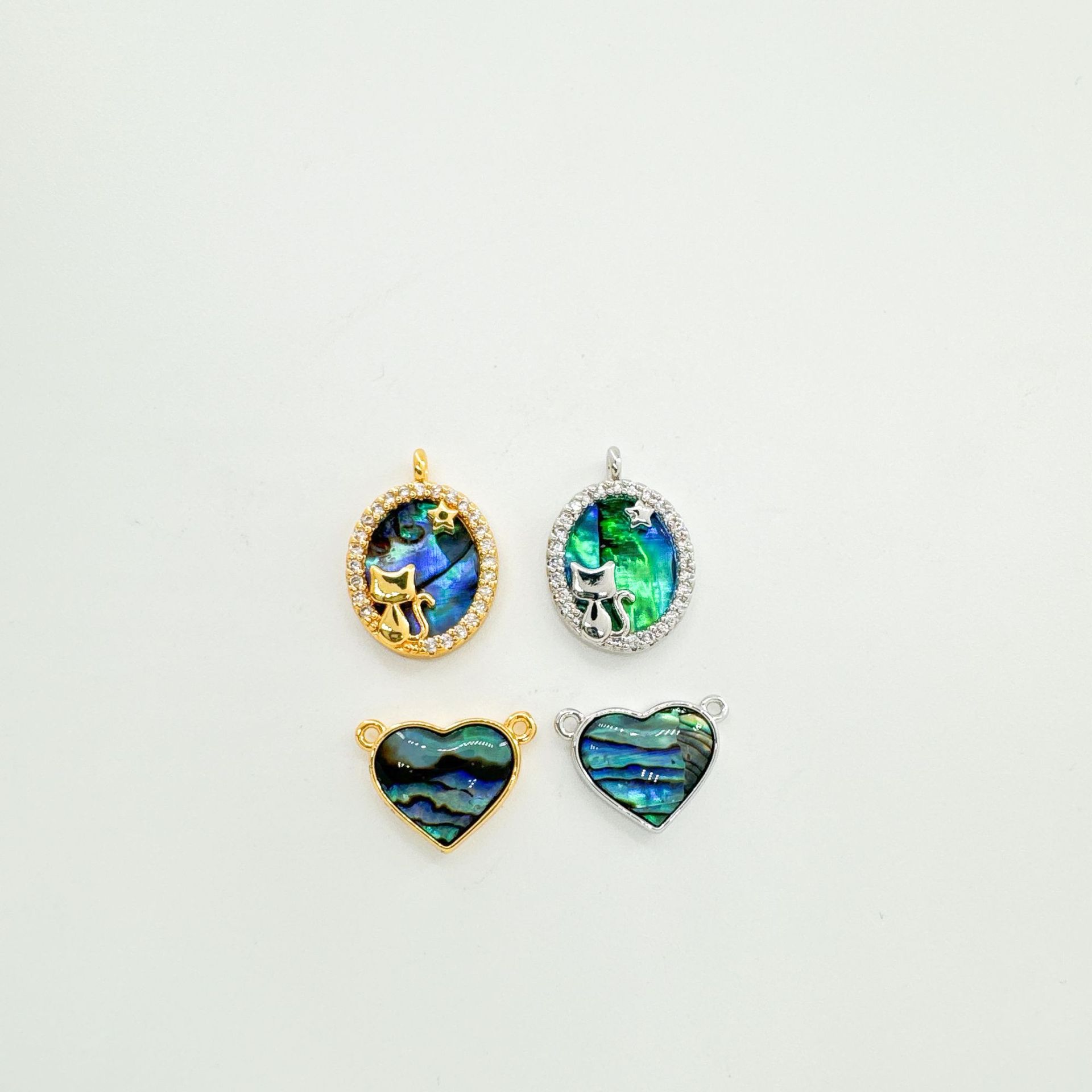 Inlay Design 1 Piece Copper Zircon Heart Shape Pendant