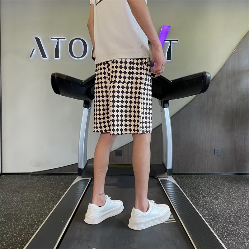 Short d'été fin pour hommes, marque de mode, taille élastique, portant de beaux gros caleçons ruffian, cinq points-imprimable_voghion.com