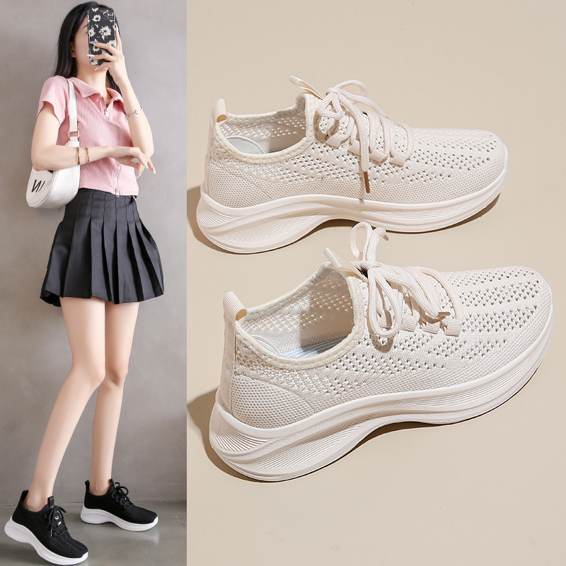 Ins Korean Style New Fly-Knit Shoes for Women 2025 Summer Student Sports Running Shoes Casual Shoes Thick-Soled Height-Increasing Shoes F987 Ins Korean Style New Fly-Knit Shoes for Women 2025 Summer Student Sports Running Shoes Casual Shoes Thick-Soled Height-Increasing Shoes F987