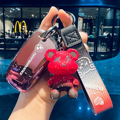 Suitable for BMW key set 5 series Car key bag - type-a-gradient-pink-key-cover-red-violent-bear