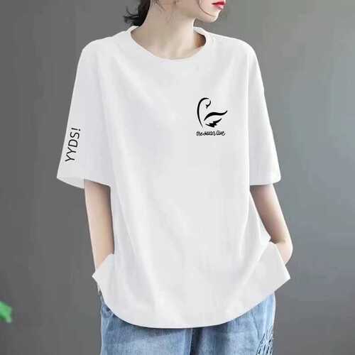 Women's Short Sleeve T-Shirt 2024 New Summer Fashion Casual Loose Slimming Youthful Plus Size Large Code Top T-Shirt