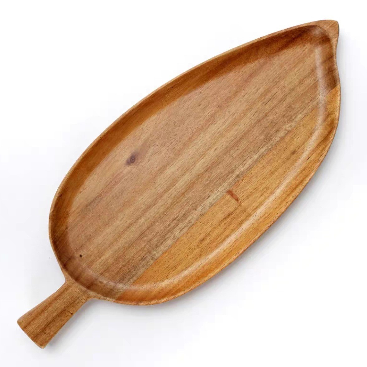 접합된 대형 아카시아 나무 잎 접시 크기 40_17_2.5cm