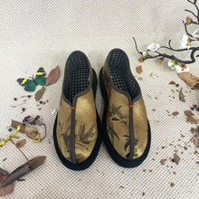千层底布鞋女鞋墨竹两片千层底手工鞋刺绣传统布鞋民族风布鞋平底