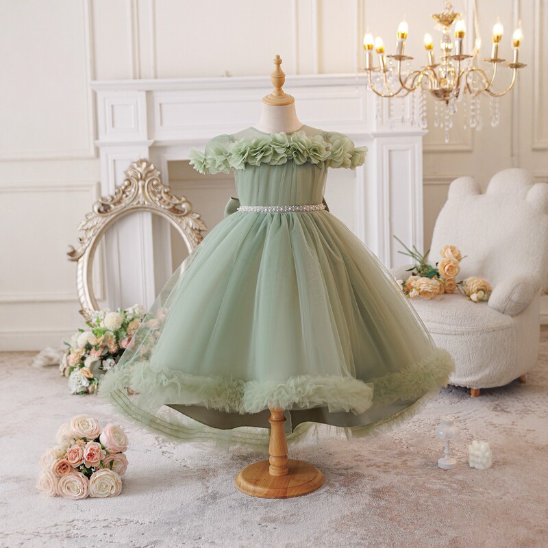 156156 Girls' Princess Dress, Tutu Skirt, Floral Dress, Birthday Party Performance Dress, New Children's Dress