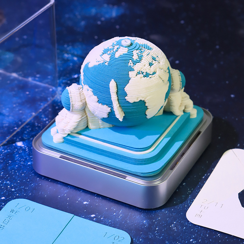 カスタマイズされた 2025 紙彫刻地球カレンダークリエイティブクリエイティブギフトデスクトップ装飾装飾品 3D 立体メモパッド|undefined