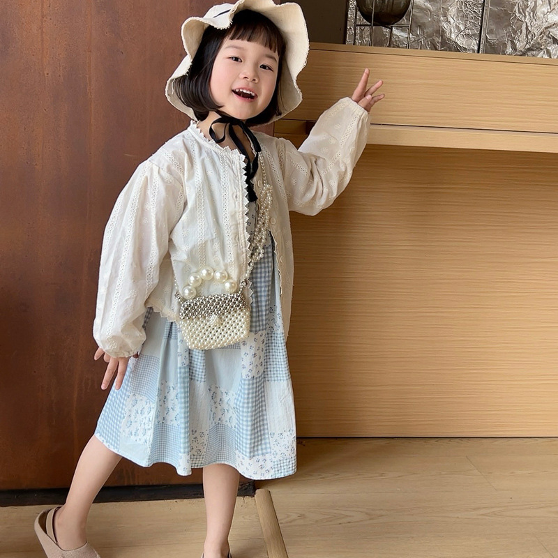 Bolsa de caja de princesa de aire extranjero, bolso de moda de perla de viento, bolso de mochila infantil, bolso de verano de comercio exterior nuevo color de contraste para niños