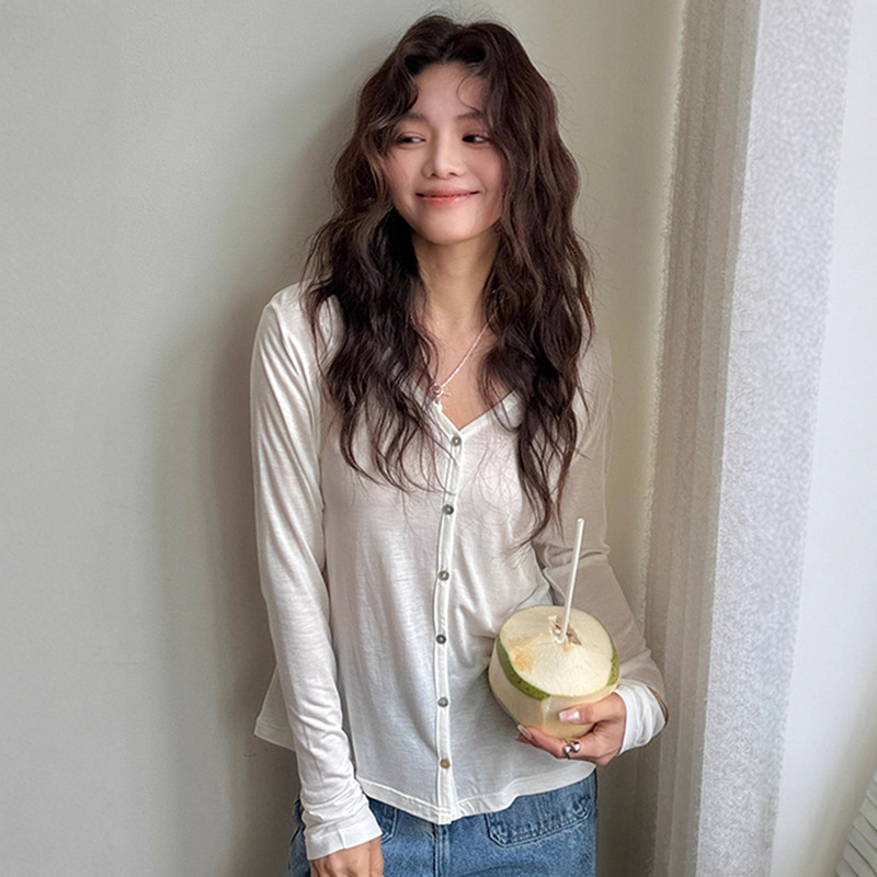 Shunenliangpin Spring and Autumn Silk Acetate Cardigan Women's 2025 Sheep Wool Stretch Jacket Lightweight Button Long Sleeve Top Shunenliangpin Spring and Autumn Silk Acetate Cardigan Women's 2025 Sheep Wool Stretch Jacket Lightweight Button Long Sleeve Top