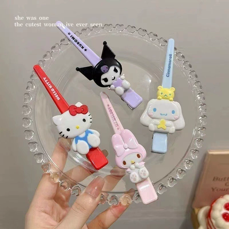 Заколки-шпильки Hello Kitty, милые клипсы с персонажем, 1–4 шт цветные мультяшные зажимы