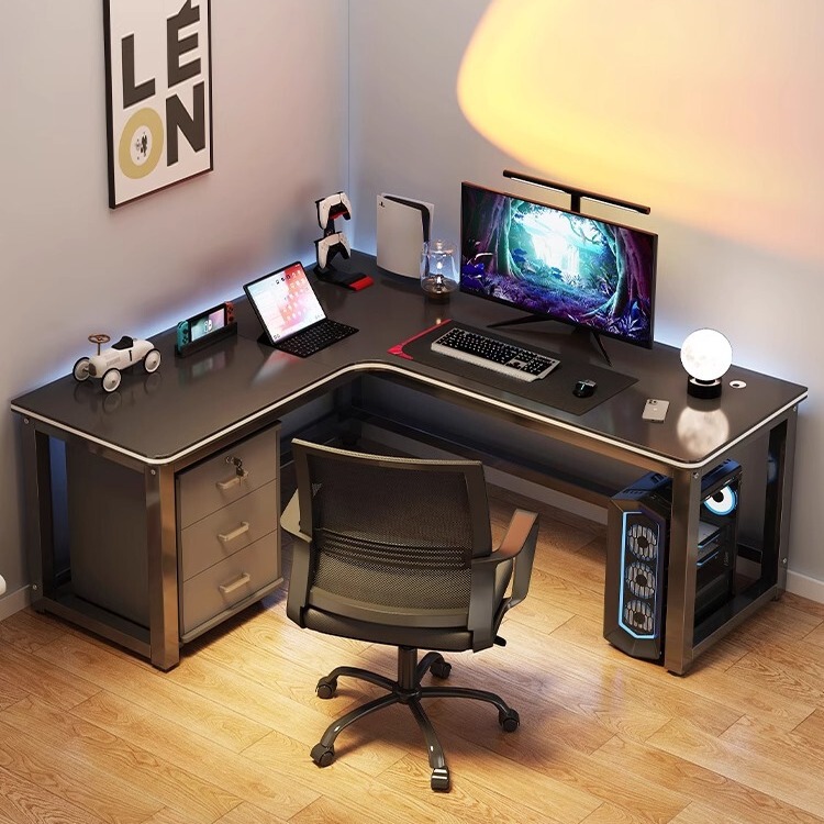 Corner Computer Desk for Bedroom Home Use, Adult Office Desk, Simple Rental House Corner Gaming Desk, Minimalist L-Shaped Desk