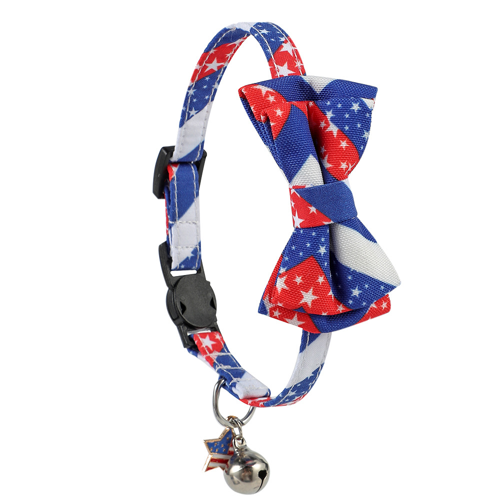 TANPOPO transfronterizo collar de gatos arco joyas de mascotas corbata de gatos Día de la Independencia collar de mascotas
