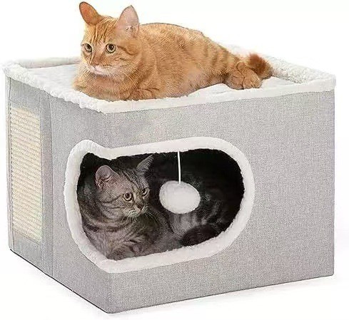 Villa para gatos, gran espacio, cuatro estaciones, cálido, de invierno, plegable, cerrado, semicerrado, plegable, para mascotas, nido para gatos grande transfronterizo