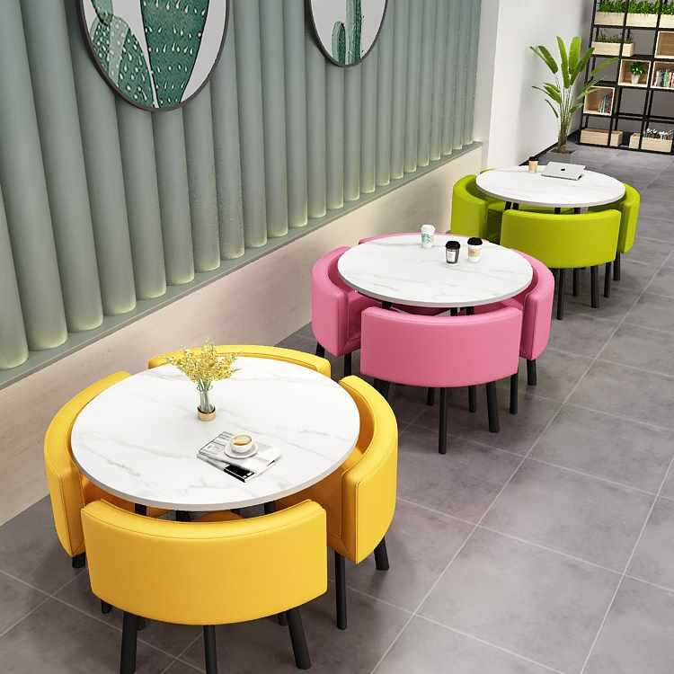 Simple Negotiation Meeting Reception Table and Chair Combination Set Casual Creative Internet Celebrity Reception Small Round Table Milk Tea Dessert Shop