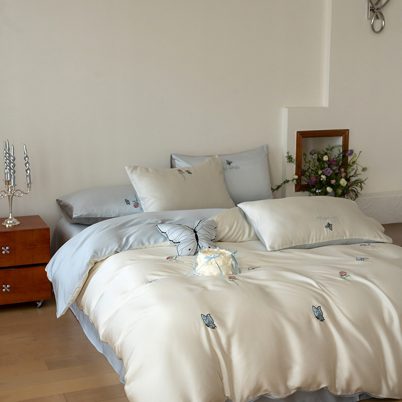 Summer Romantic Butterfly Tencel Duvet Cover Set Double Sided_voghion.com