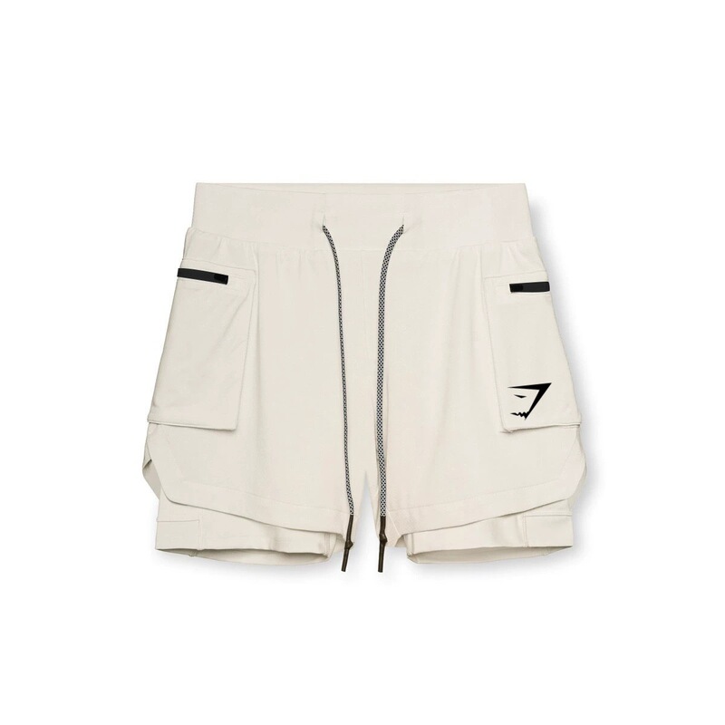 GYMSHARK健身短裤男士外贸爆款双层跑步训练速干短裤双口袋肌肉鲨|undefined