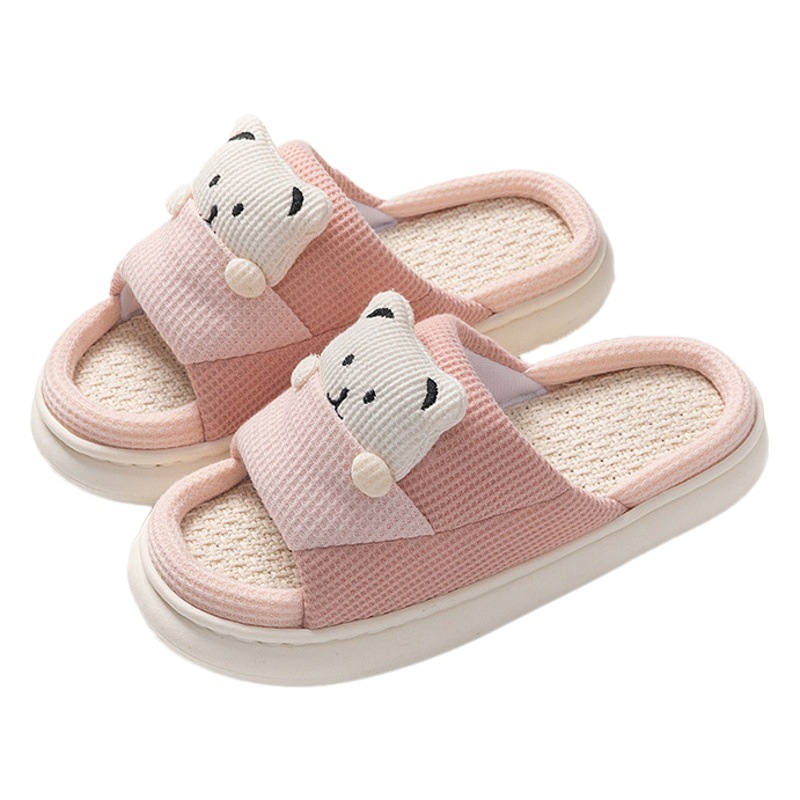 Nuevo hogar mudo drooping dibujos animados zapatillas de algodón práctico zapatillas de lino de primavera de las mujeres de fondo grueso de moda al por mayor