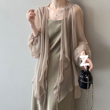 雪纺防晒衬衫2024新款衣女罩衫开衫上衣披肩夏季宽松薄款外套