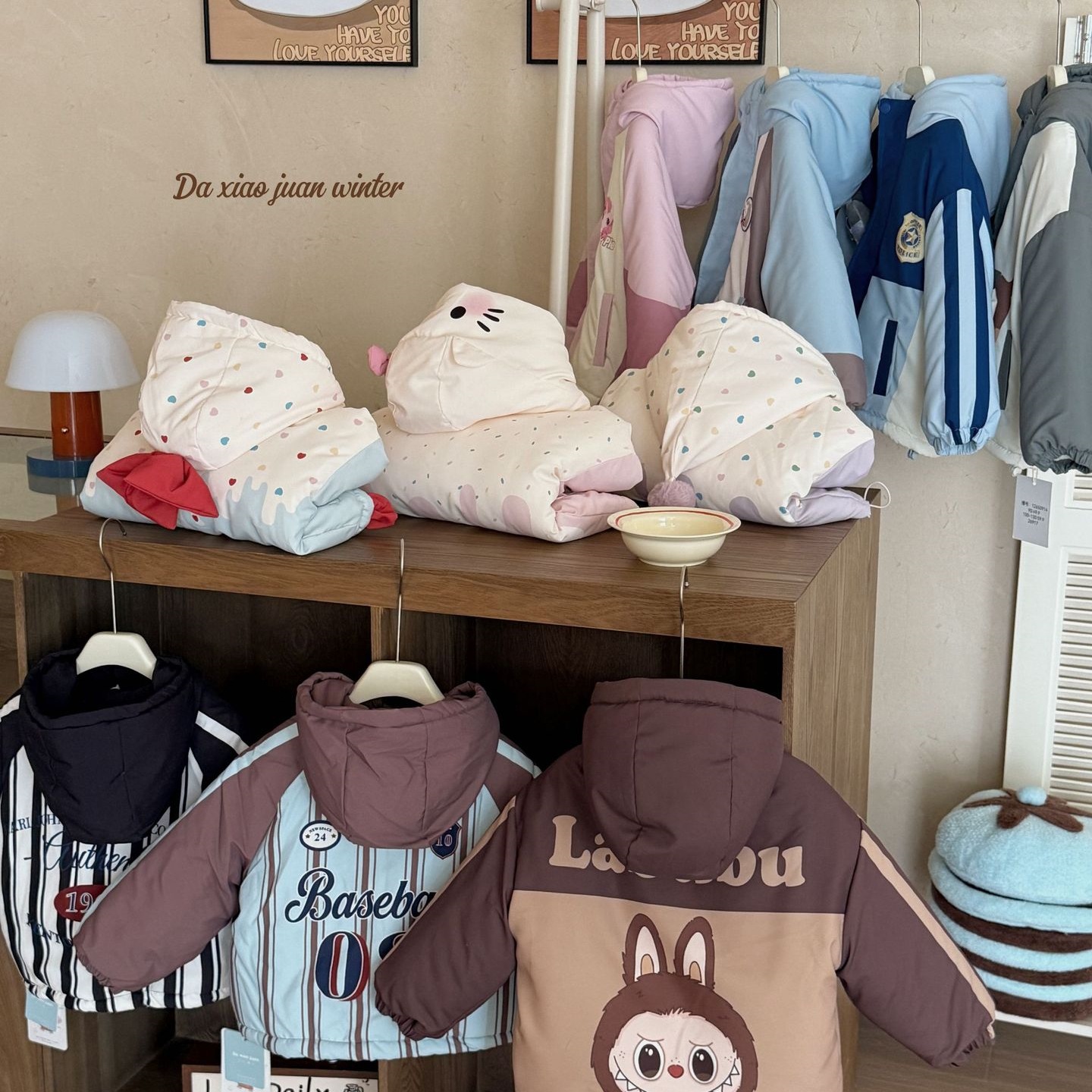 大小卷儿童棉服25冬新款男童女童韩版卡通加厚保暖连帽棉袄外套