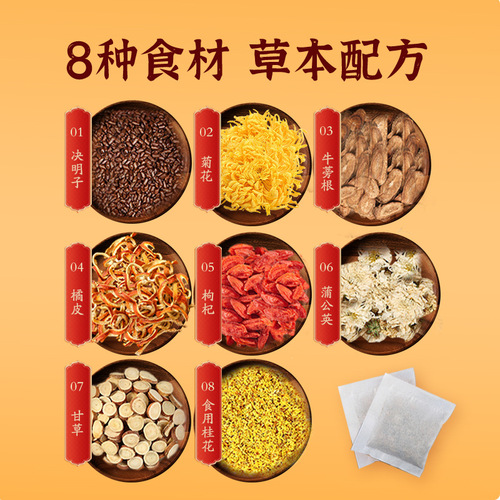 Carefully Selected Nanjing Tongrentang Chrysanthemum, Cassia Seed, Goji Berry, and Osmanthus Flower Tea—Plus Dandelion Blossom Herbal Tea, Perfect for Health & Wellness, from Meigege