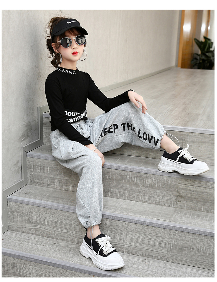 Girls jazz children's hip-hop dance practice set, girls street dance, navel exposed walking show, performing in_voghion.com