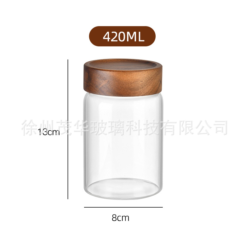 botella de embalaje de cáscara de naranja de gran capacidad alta borosilicato tanque de almacenamiento de vidrio sellado granos gruesos frutas secas jarro de té tapa de madera acacia
