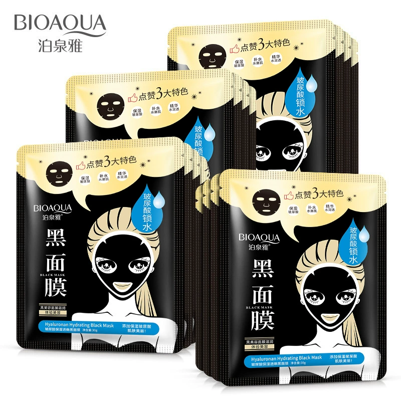 Маска для лица (BIOAQUA) с гиалуроновой кислотой, чёрная увлажняющая и для пор, 30 г